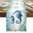 thumbnail image 1 of Seahorse Coastal Table Runner - 36 Inch Long, Kitchen Dining Table Runner Dresser Scarves, Summer Beach Nautical Starfish Compass Farmhouse Decor for Coffee Tables Wedding Party Banquet, 1 of 8