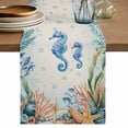 thumbnail image 1 of Seahorse Coastal Table Runner 90 Inches, Summer Nautical Starfish Coral Beige Bed Runner Dresser Scarves Tabletop for Indoor Outdoor Parties/Ceremony/Banquet, 13" x 90", 1 of 8