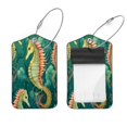 Seahorse Color Pattern Luggage Tags with Stainless Steel Loop, 2 Pack