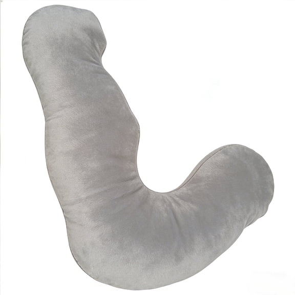 Seahorse Contoured Support Pillow, Soft Gray - Full-Body Pillow for Pregnancy, Back Pain Relief and Relaxation