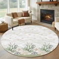 thumbnail image 1 of Seahorse Coral Shell Round Living Room Rugs 8 ft, Starfish Ocean Wave Washable Large Area Rug with Non-Slip Sturdy Edge Binding Round Carpet for Dining Room Kitchen Office, 1 of 9