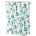 thumbnail image 1 of Seahorse Coral Shell Shower Curtain, Starfish Ocean Turquoise Retro Waterproof Shower Curtain Set with 12 Hooks Lightweight Washable Fabric Shower Curtains for Bathroom 60x72 Inches, 1 of 6