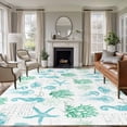 thumbnail image 1 of Seahorse Coral Shell Washable Living Room Rugs 5'x7', Starfish Ocean Low Pile Throw Large Area Rugs Non-Slip Sturdy Edge Binding Carpet for Dining Room Bedside Kitchen, 1 of 9
