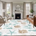 thumbnail image 1 of Seahorse Coral Shell Washable Living Room Rugs 6'x9', Starfish Ocean Low Pile Throw Large Area Rug Non-Slip Sturdy Edge Binding Carpet for Dining Room Kitchen Office, 1 of 9