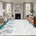 thumbnail image 1 of Seahorse Coral Shell Washable Living Room Rugs 6'x9', Starfish Ocean Wave Low Pile Throw Large Area Rug Non-Slip Sturdy Edge Binding Carpet for Dining Room Kitchen Office, 1 of 9