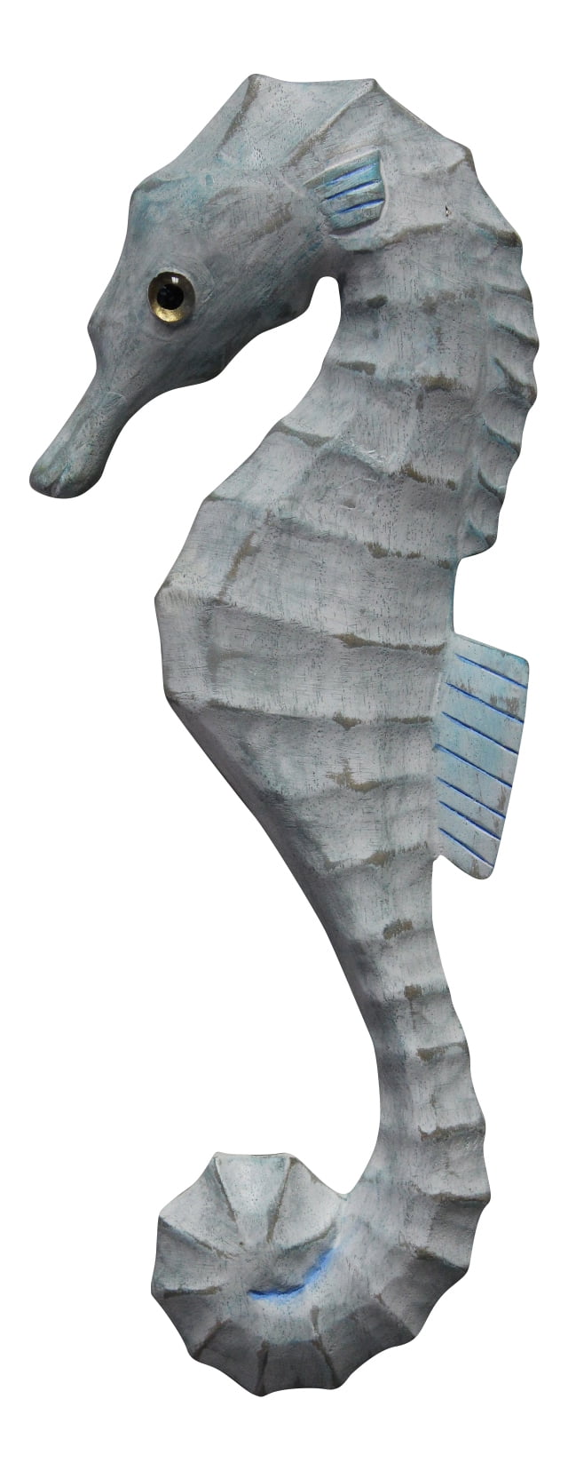 Seahorse Facing Left Painted Carved Wood 14 Inch Wall Decor