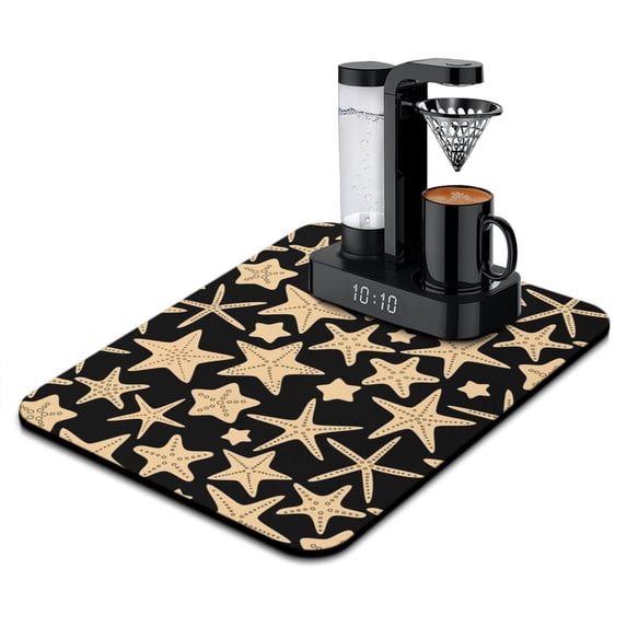 Seahorse Fantasy Coffee Bar Mat Boho Ocean Theme, 4-Layer Slip-Resistant Mat for Espresso Machines