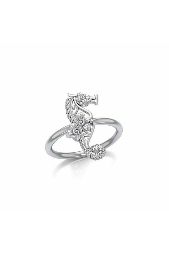 Seahorse Filigree Ring 925 Sterling Silver Fine Ocean Sea Life Totem Jewelry