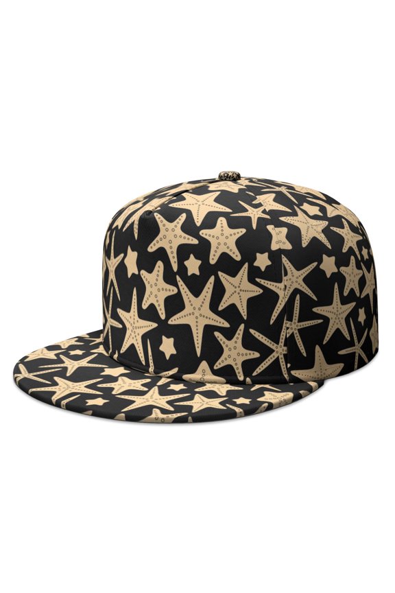 Seahorse & Fish Baseball Cap – Ocean Creatures Design, Adjustable Flat Brim Back, Tropical Beach Hat for Casual Wear