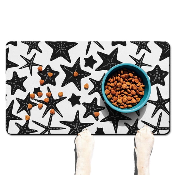 Seahorse Fish Ocean Dog Food Mat – Marine Creatures Pet Feeding Mat 17x30, Non-Slip, Absorbent, Quick Dry, Waterproof, Easy Clean