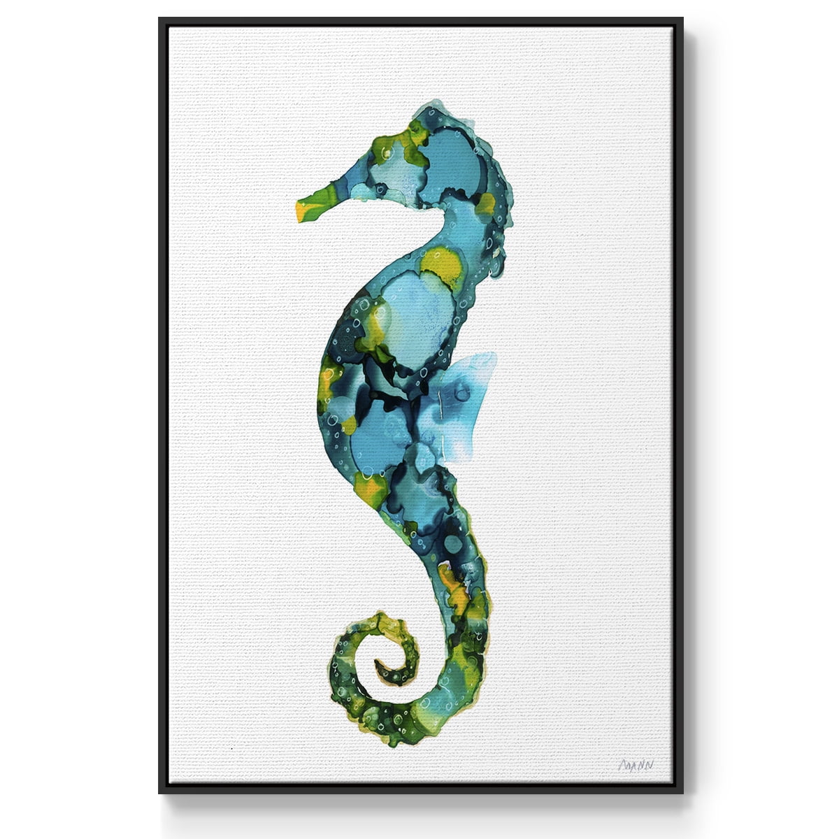Seahorse Framed Premium Gallery Wrapped Canvas - Ready to Hang - 17 x 25 - Black Floating Frame