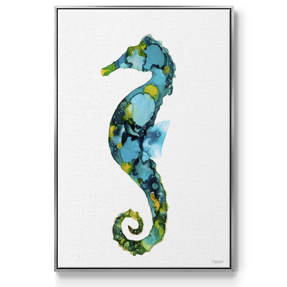 Seahorse Framed Premium Gallery Wrapped Canvas - Ready to Hang - 17 x 25 - Silver Floating Frame