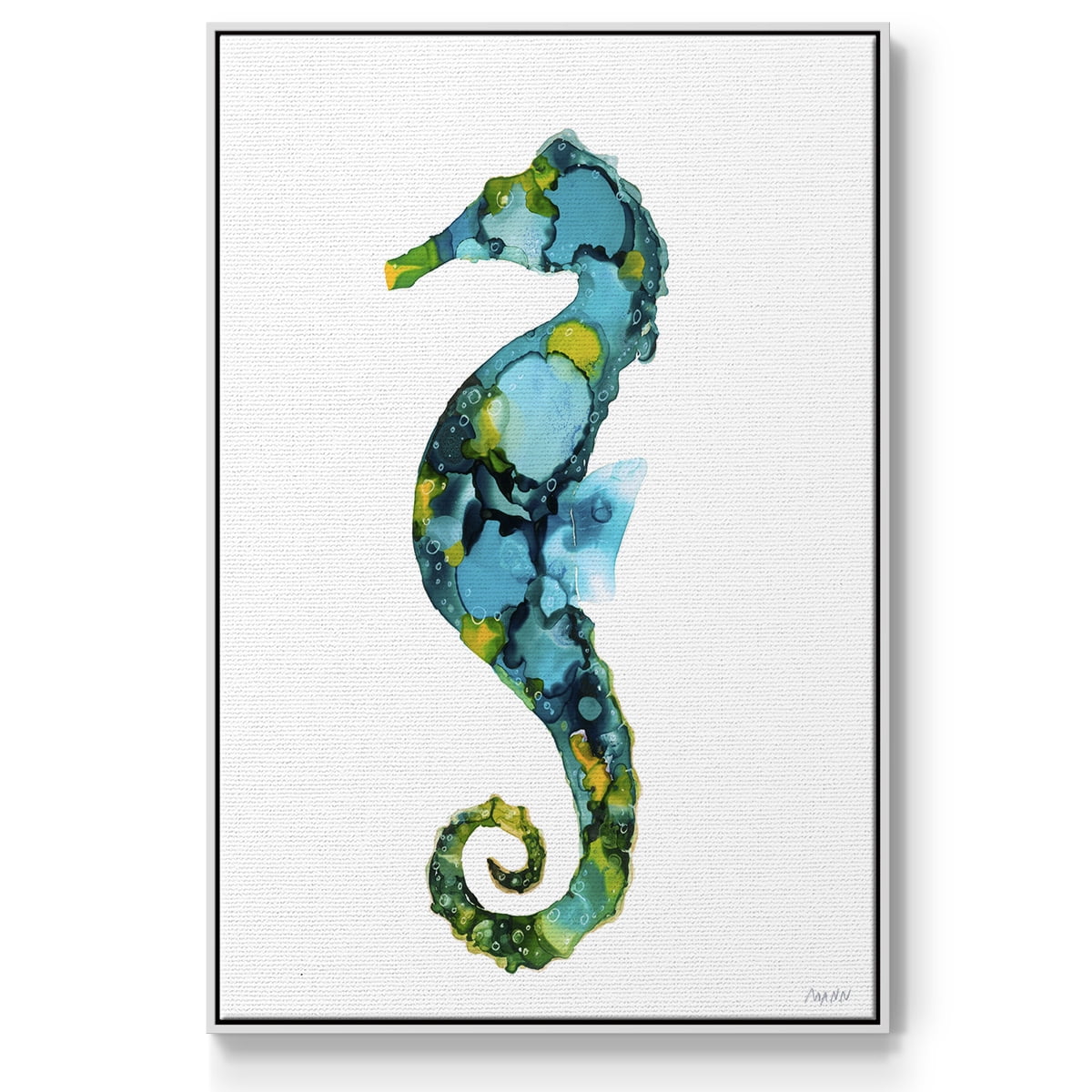 Seahorse Framed Premium Gallery Wrapped Canvas - Ready to Hang - 17 x 25 - White Floating Frame