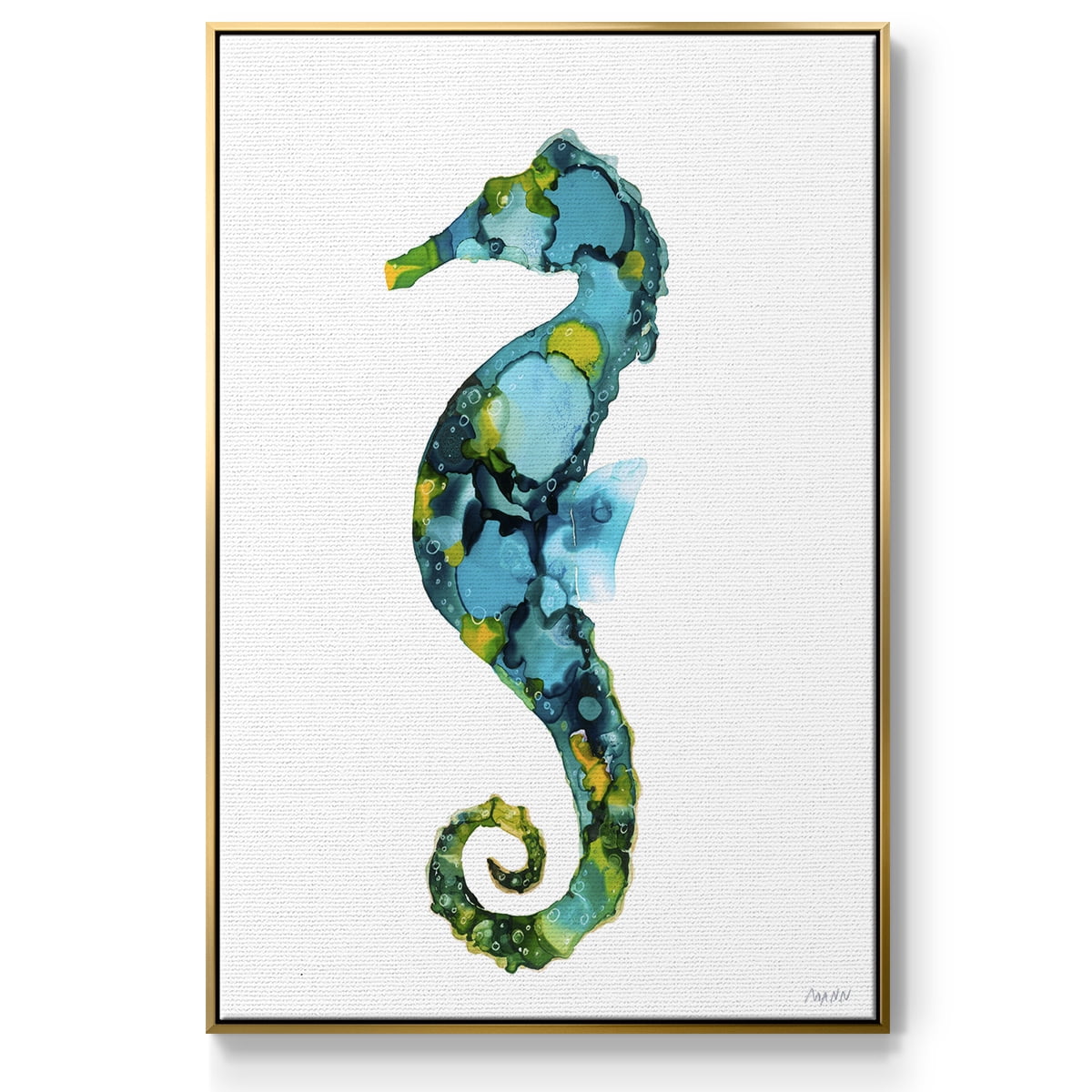 Seahorse Framed Premium Gallery Wrapped Canvas - Ready to Hang - 25 x 37 - Gold Floating Frame