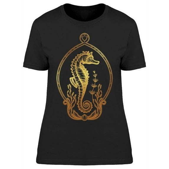 Seahorse Golden Sketch T-Shirt Women -Image by Shutterstock, Female x-Large
