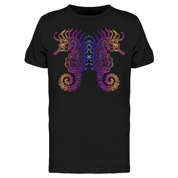 Seahorse Gradient Design Sketch T-Shirt Men -Image by Shutterstock, Male Large