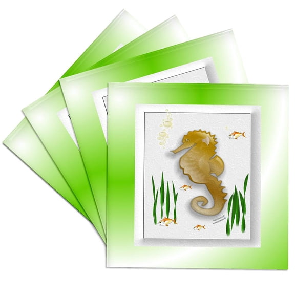 3drose, Seahorse I, Set of 4 Ceramic Tile Coasters