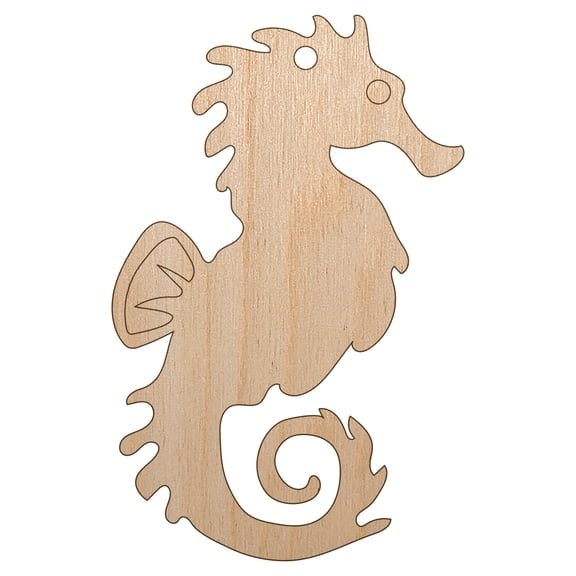 Seahorse Icon Wood Holiday Christmas Tree Ornament Unfinished DIY Pre-Drilled Craft