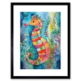 thumbnail image 1 of Seahorse In Aquatic Plants Folk Art Artwork Framed Print Wall Art 9X7 Inch, 1 of 5