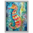 thumbnail image 1 of Seahorse In Aquatic Plants Folk Art Artwork Framed Wall Art Print A4, 1 of 4