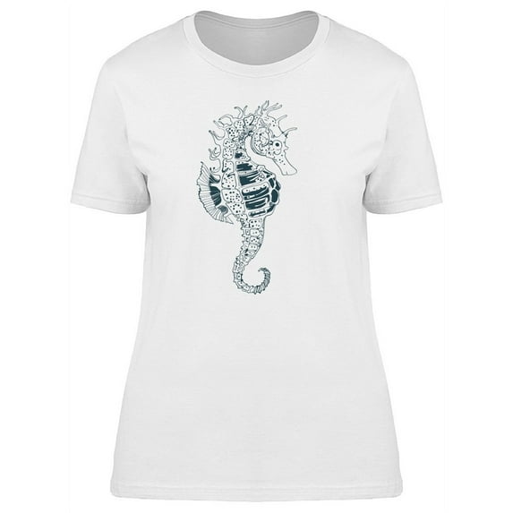Seahorse In B&W Art T-Shirt Women -Image by Shutterstock, Female Medium