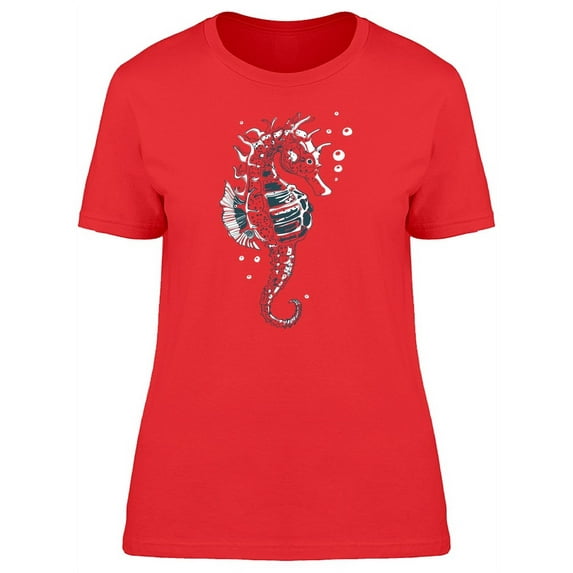 Seahorse In B&W Art T-Shirt Women -Image by Shutterstock, Female x-Large