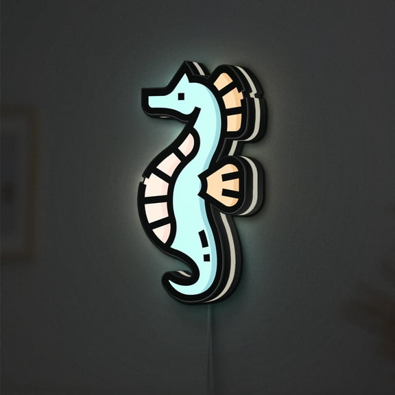 Seahorse LED Lightbox - Nature Aquatic Sea Life Aquarium Decor, Custom Led Sign for Home Office Shop Decor (Height 24 inch, 60cm)