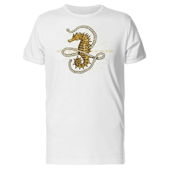 Seahorse On A Map And Rope T-Shirt Men -Image by Shutterstock, Male 3X-Large