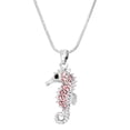 thumbnail image 1 of Seahorse Pendant Necklace Pink Rhinestone Crystal Rhodium Plated 17 Inch Snake Chain J0237-PK, 1 of 3