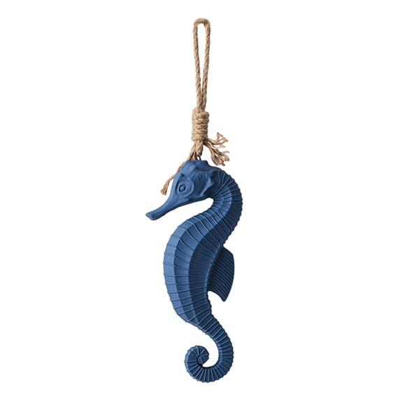 Seahorse Pendant Wall Decor Wooden Seahorse Ornament Gift Seahorse Wall Hanging Double Sided Seahorse Pendant for Wall Cafe Bar Party Office Dark Blue