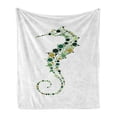 thumbnail image 1 of Seahorse Soft Flannel Fleece Throw Blanket, Pointillist Technique Hippocampus Design in Pastel Colors Ocean Wildlife Theme, Cozy Plush for Indoor and Outdoor Use, 60" x 80", Multicolor, by Ambesonne, 1 of 6