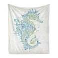 thumbnail image 1 of Seahorse Soft Flannel Fleece Throw Blanket, Sea Animal Creature in a Creative Design Illustration Print, Cozy Plush for Indoor and Outdoor Use, 70" x 90", Pale Blue Green, by Ambesonne, 1 of 6