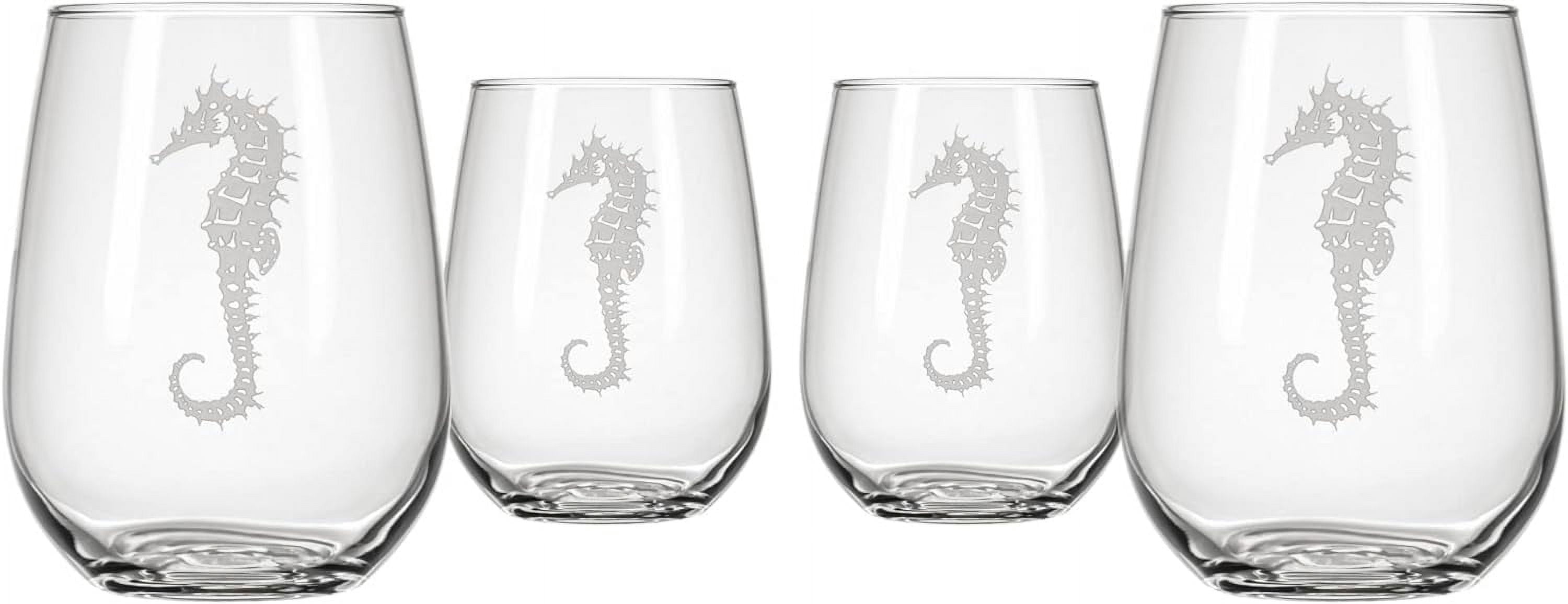 Seahorse Stemless Wine Glass Set Of 4 Stemless 17 Ounce Wine Lead