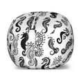 thumbnail image 1 of Seahorse Storage Toy Bag Chair, Repeating Pattern Tribal Style Abstract Seahorse Design in Various Forms, Stuffed Animal Organizer Washable Bag, Small Size, Black and White, by Ambesonne, 1 of 3