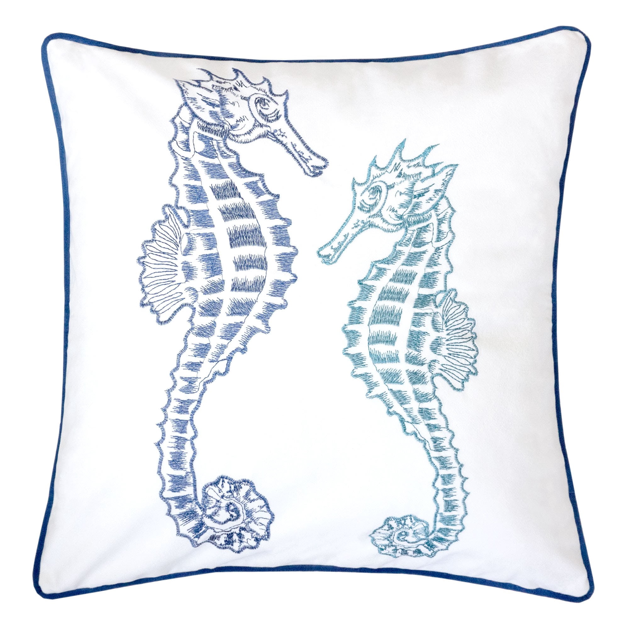 Seahorse Teal Animal Print Polyester 20 in. x 20 in. Throw Pillow
