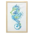 thumbnail image 1 of Seahorse Wall Art with Frame, Seahorse Design with Abstract Curvy and Wavy Geometric Forms, Printed Fabric Poster for Bathroom Living Room Dorms, 23" x 35", Lime Green Night Blue, by Ambesonne, 1 of 2
