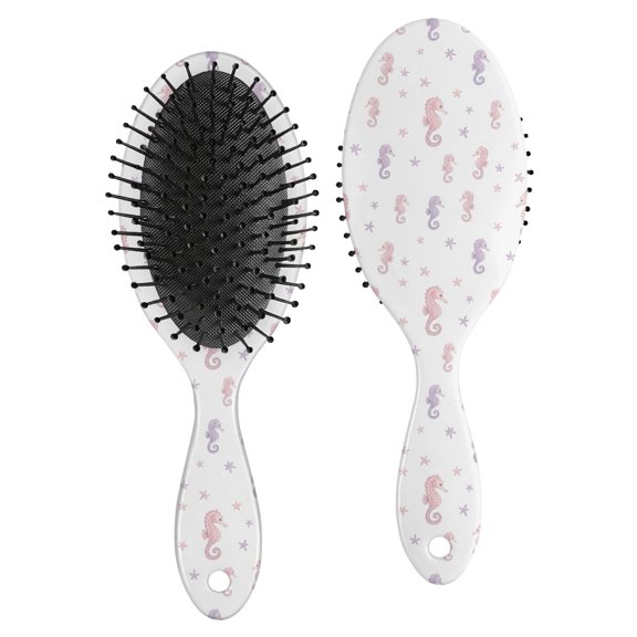 Seahorse and Star White Pattern Brush, Detangling Hair Brush,Air Cushion Hair Comb, Round Tip Bristles Gifts for Daily Hair Care