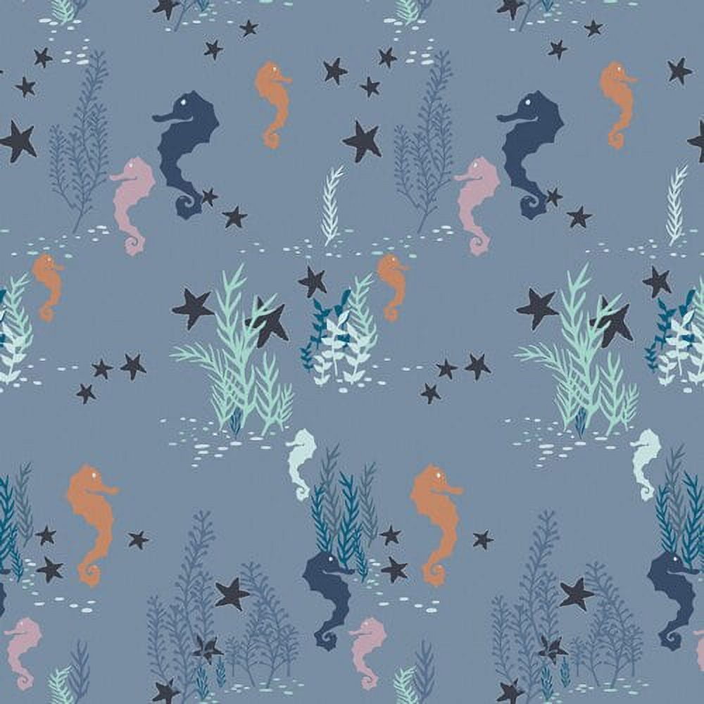 Seahorse ocean aqua fabric, Seahorse Magic Shallow, Art Gallery Fabrics
