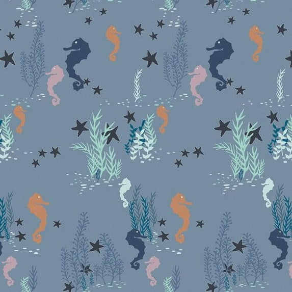 Seahorse ocean aqua fabric, Seahorse Magic Shallow, Art Gallery Fabrics, Sold by the Quarter Yard