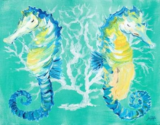 Seahorses on Coral Canvas Art - Julie DeRice (24X30)