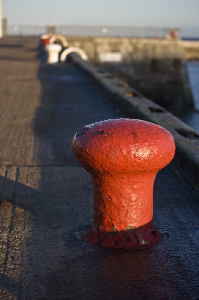 Seahouses Northumberland England Mooring Bollard On A Pier Canvas Art - John Short Design Pics (12 x 18)
