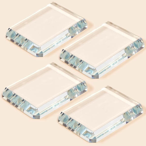 Seajan 4 Pcs Rectangular Glass Paperweight Clear Heavy Paper Weights Decorative Etch Glass Block Tiles for Office Desk Outdoor Events Crafts Student Book Gift