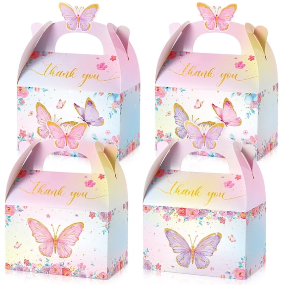 Seajan 48 Pcs Butterfly Boxes Party Favor, Pink and Purple Floral Paper Gift Box for Birthday Party Decorations, Baby Shower, Wedding Y101