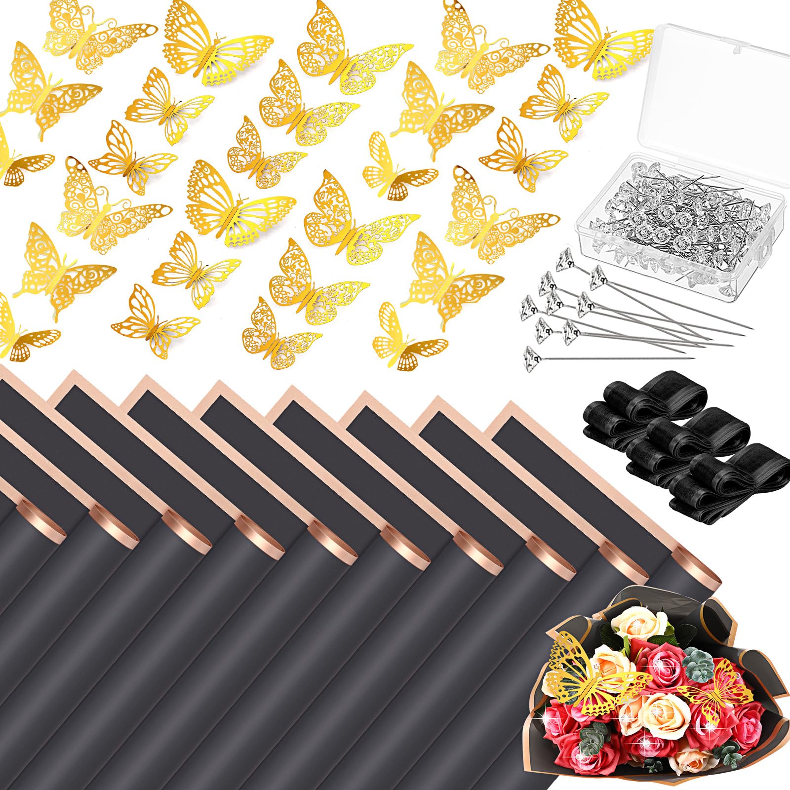 Seajan 60 Sheets Waterproof TSF6 Flower Wrapping Paper Valentine‘s Day ...