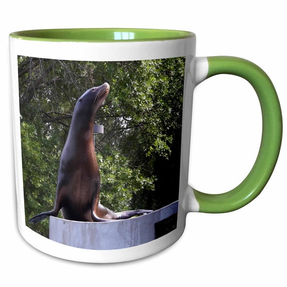 3drose, Seal, 11oz Two-tone Green Mug