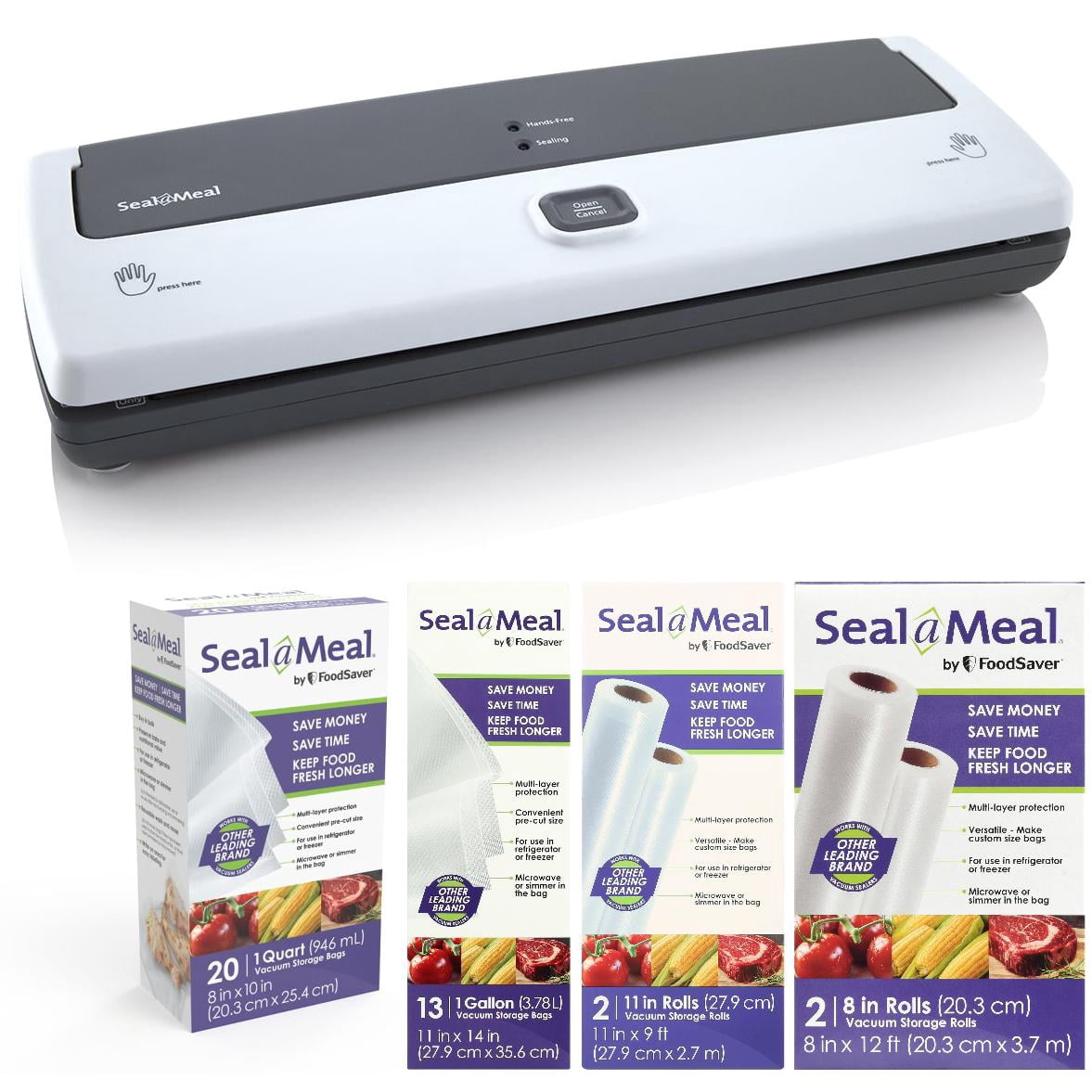 Seal-A-Meal 41-Piece Vacuum Sealer Starter Kit, Automatic Food Sealer with 37 Bags + 4 Rolls, Value Pack