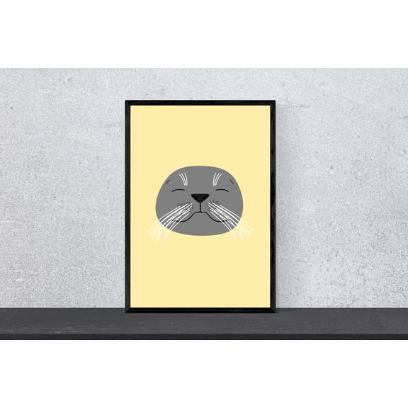 Seal Animal Head Childrens Nursery Safari Zoo Wall Decor, Unframed Paper Poster 8x10in
