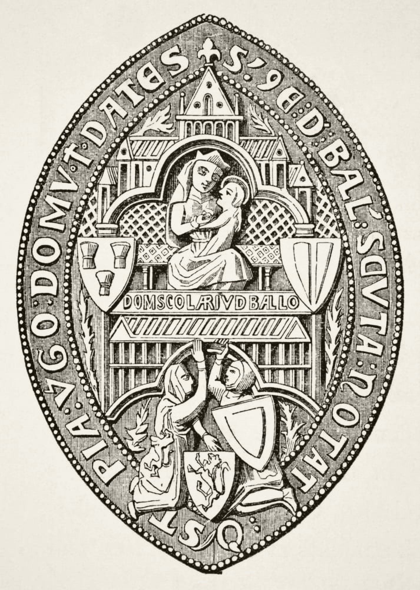 Seal Of Balliol College Founded 1269 Oxford From Science And Literature In The Middle Ages By Paul Lacroix Published London 1878 Canvas Art - Ken Welsh  Design Pics (12 x 17)