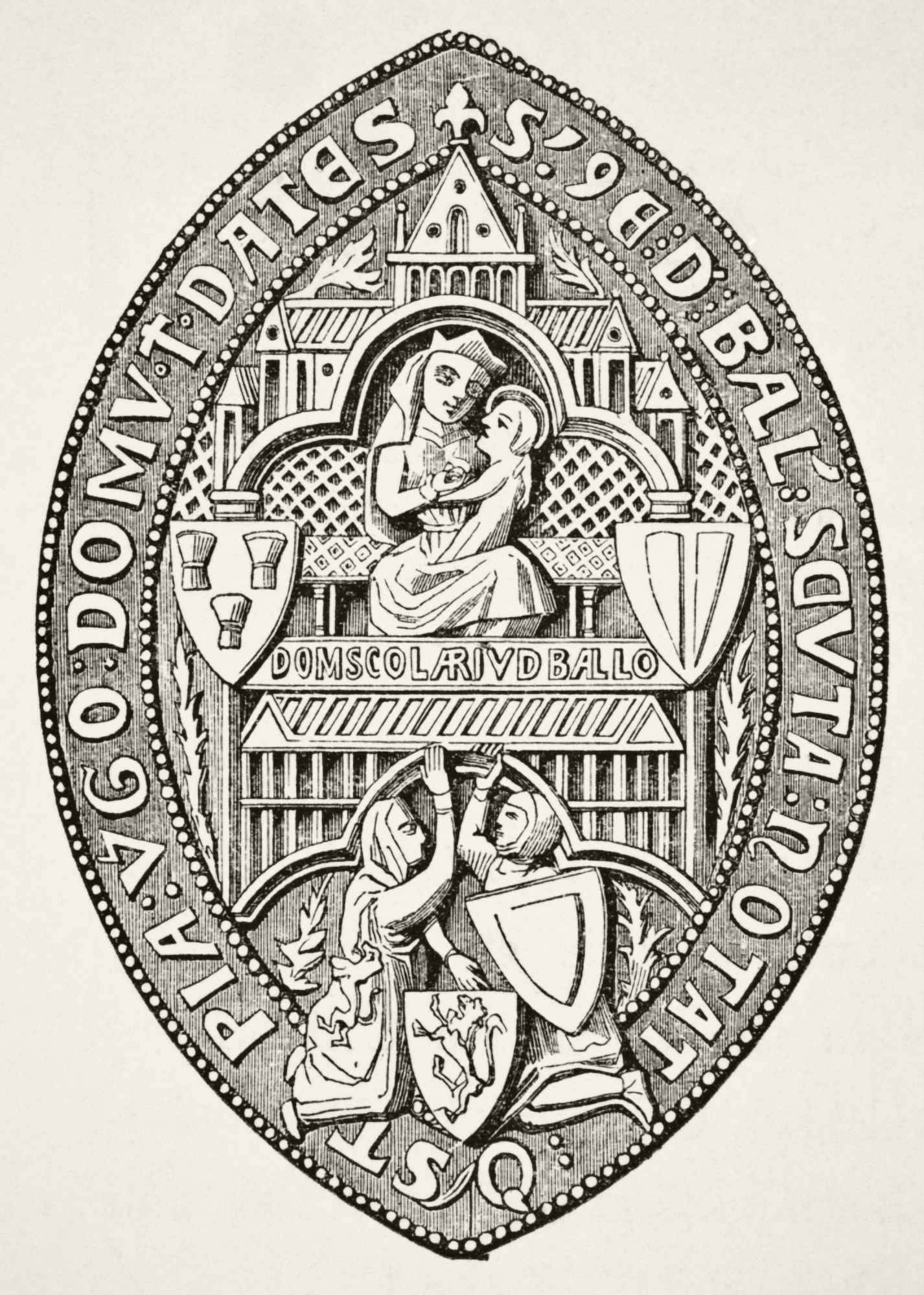 Seal Of Balliol College Founded 1269 Oxford From Science And Literature In The Middle Ages By Paul Lacroix Published London 1878 Canvas Art - Ken Welsh Design Pics (24 x 34)