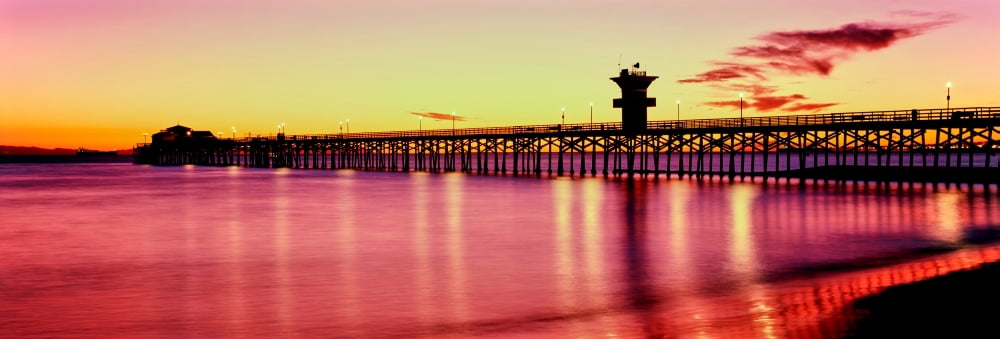 Seal Beach Pier at sunset Seal Beach Orange County California USA Canvas Art - Panoramic Images (12 x 36)